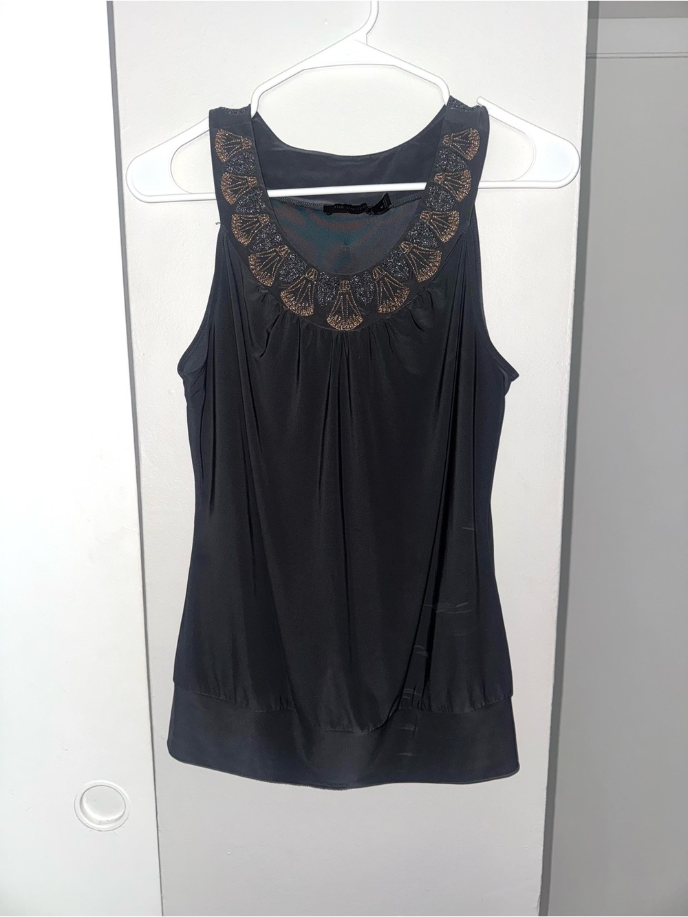 The Limited Metallic Embroidered Halter Neck Tank Top Gray Size M